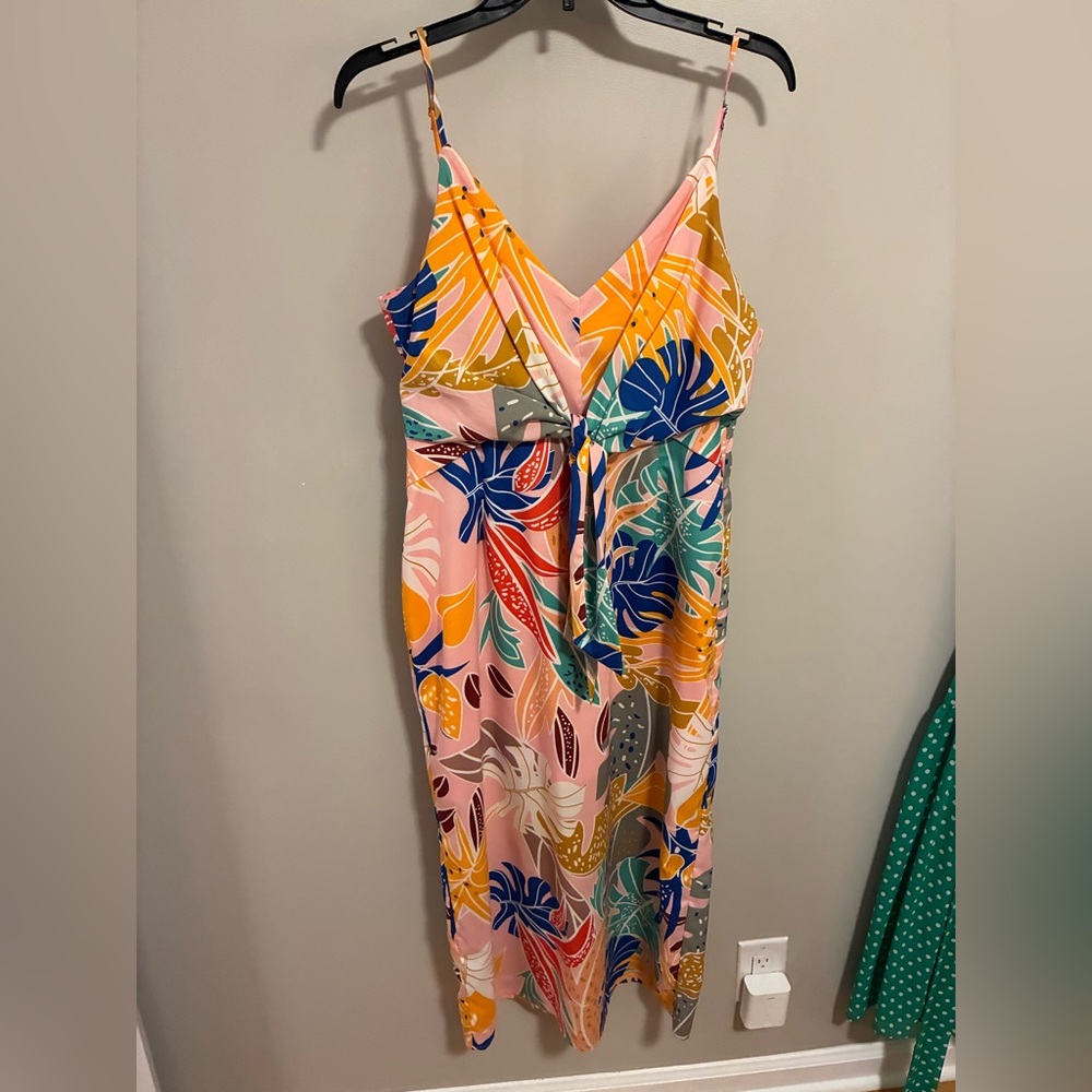 Pink Hawaiian floral midi dress